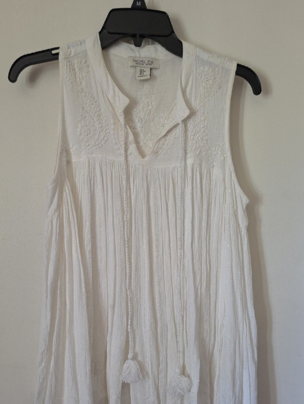 Rachel Zoe White Embroidered Sleeveless Boho Camisole